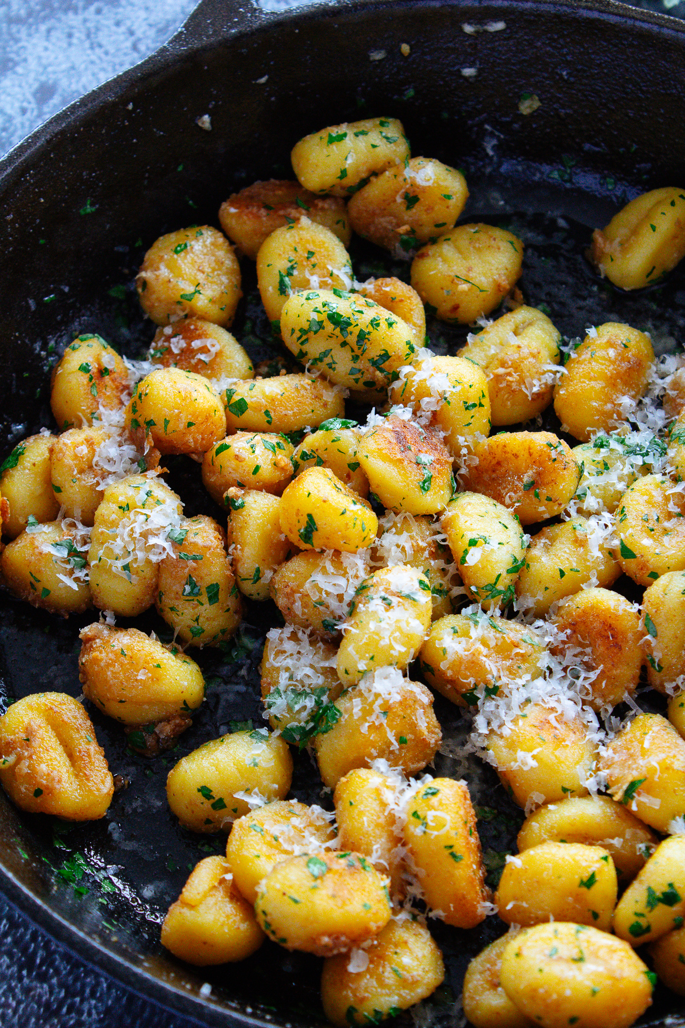 Garlic Butter Parmesan Fried Gnocchi