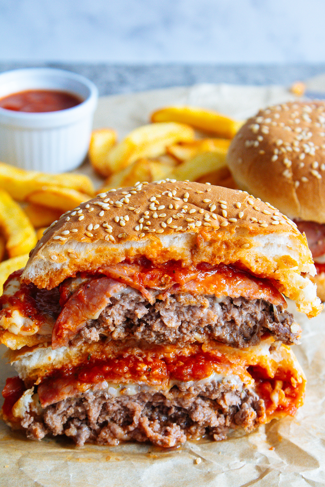 Homemade Pepperoni Pizza Burgers